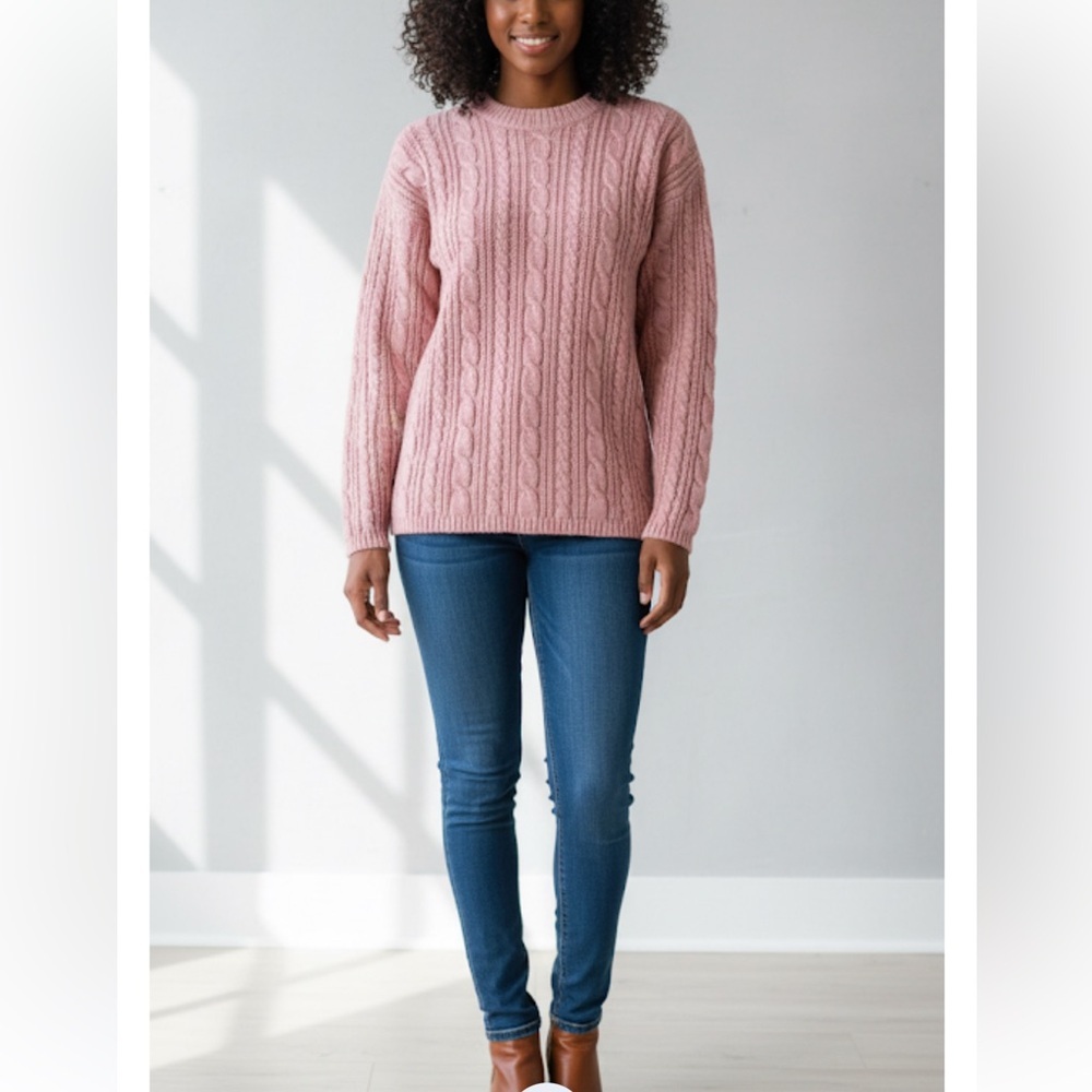 NORTON MCNAUGHTON VINTAGE CHUNKY KNIT SWEATER ROSE PINK